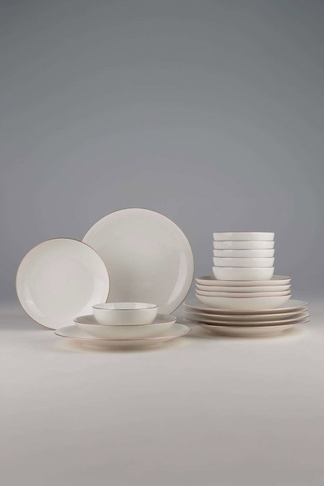 Hermia Juego de Cena de Porcelana 18 Piezas Cobre y Blanco